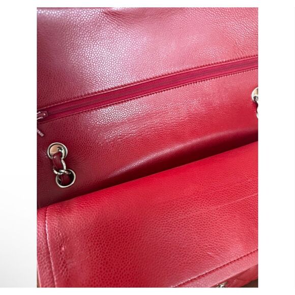 Chanel Caviar Jumbo Double Flap Bag Leather Red - Picture 7 of 16